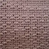 Nubuk leather rug, muted taupe, repeating hexagonal pattern; digitally printed texture with subtle tonal variations and a soft, velvety finish.